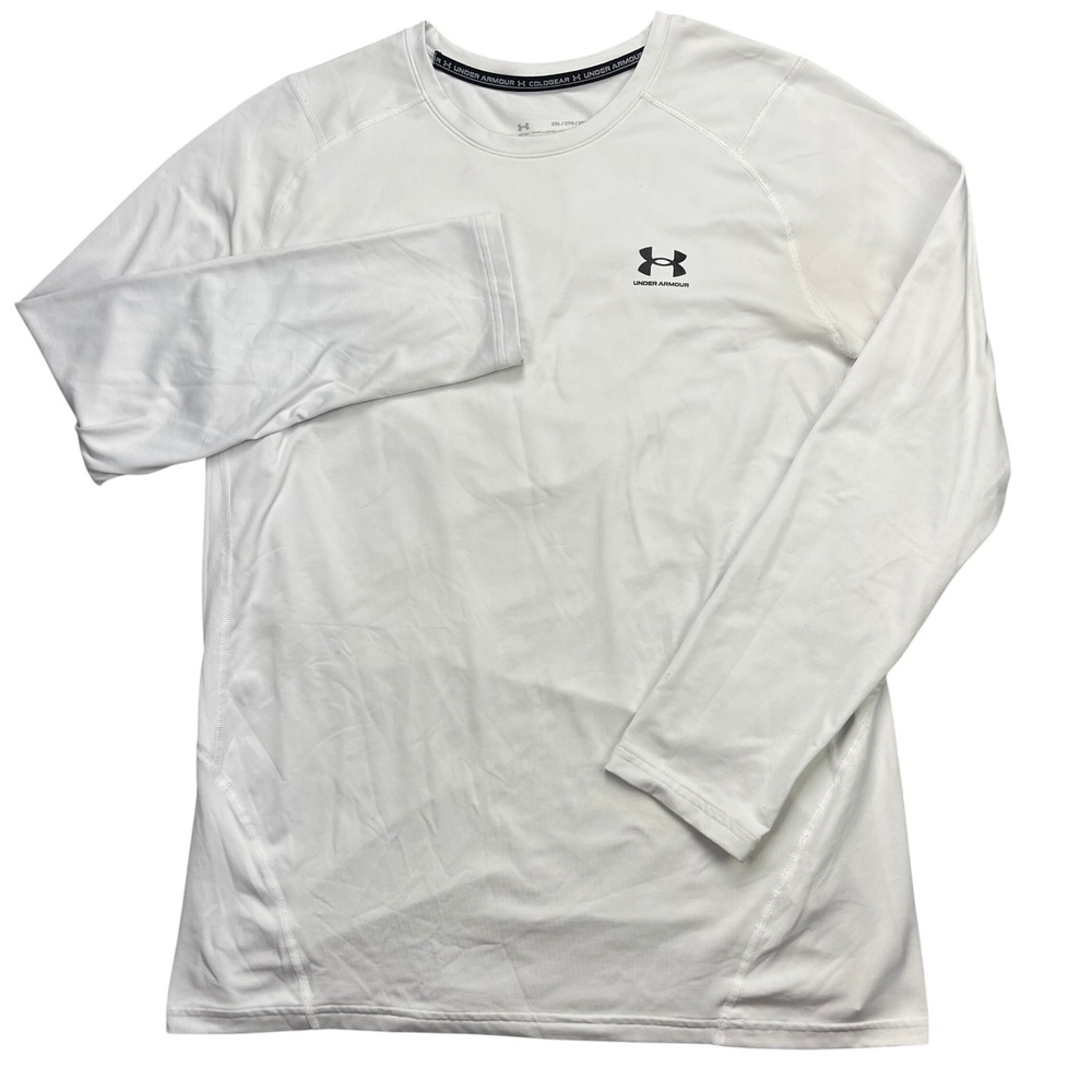 Under Armour ColdGear Mens 2XL White Long Sleeve Thermal Baselayer Shirt 1366068